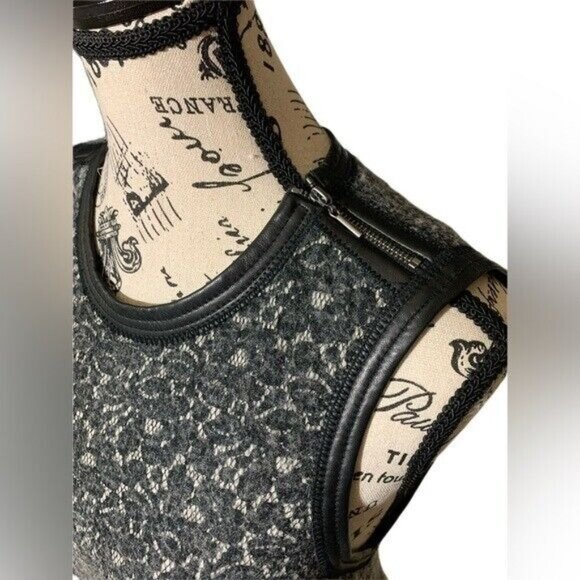 Rebecca Taylor Women's Sleeveless Wool Blend Lace Bonded Dress Grey/Black Size:2 - Picture 6 of 13